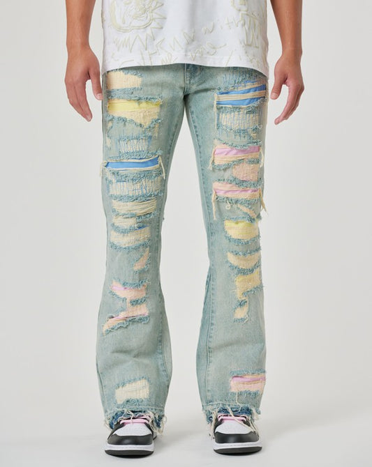 First Row Men's Ripped Straight Denim Jeans